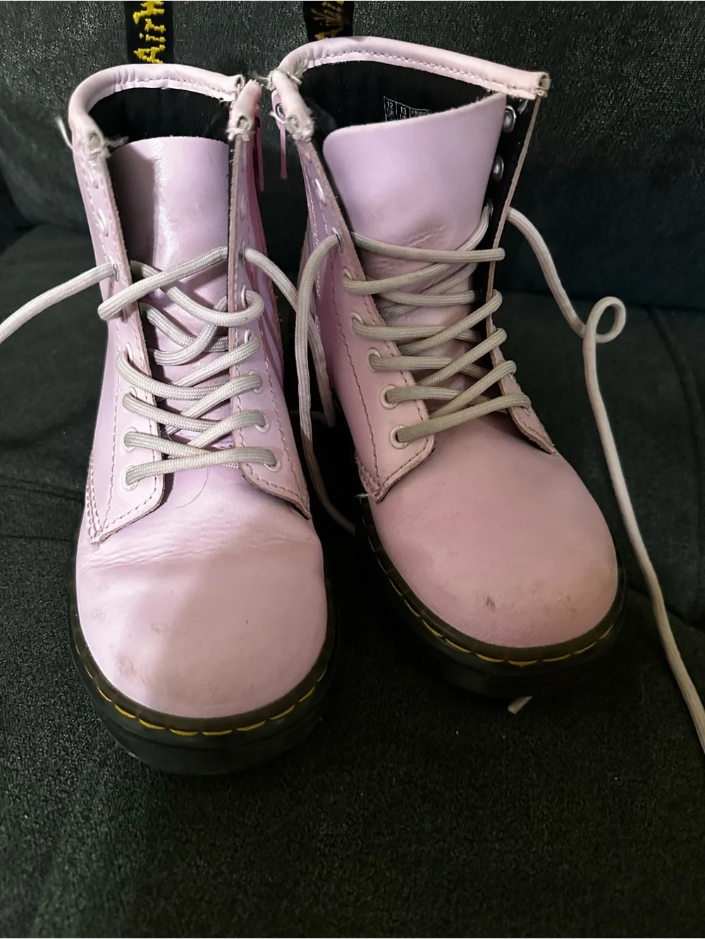 Dr. Martens Pink Leather Lace-Up Boots